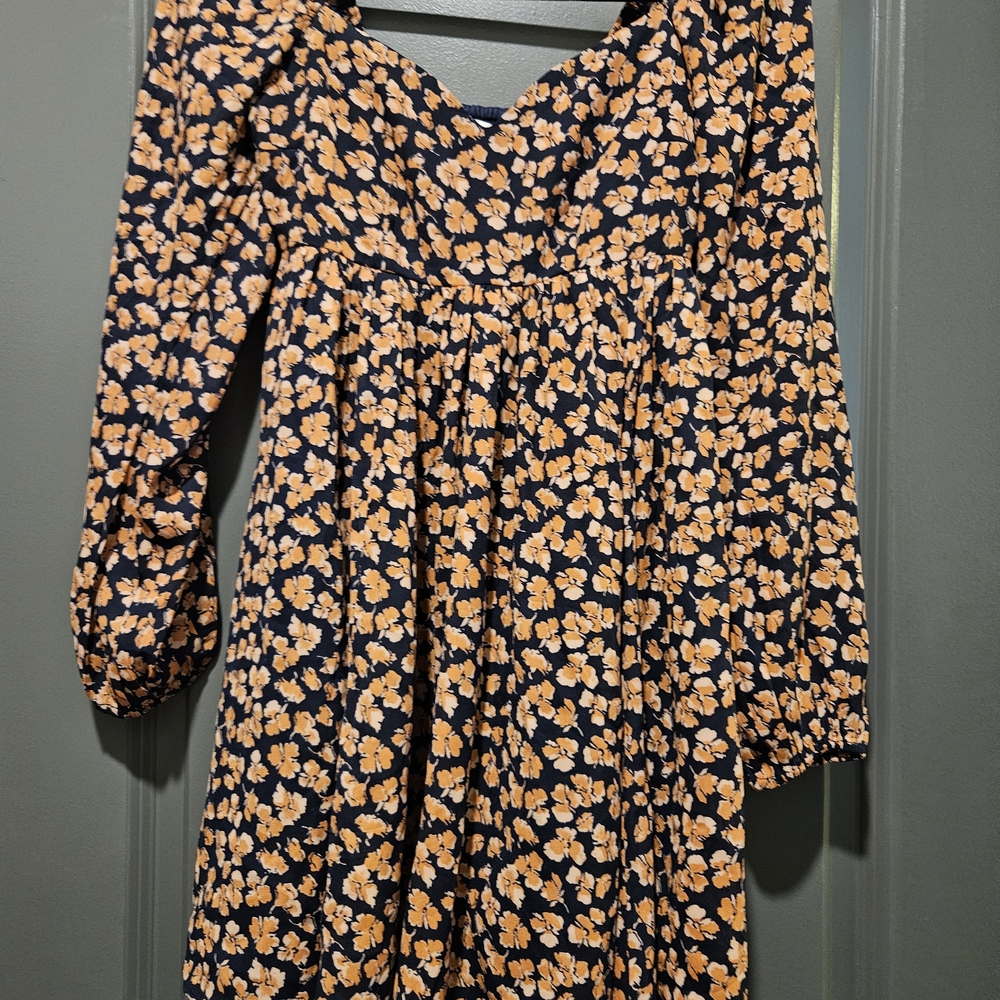 Abercrombie & Fitch Floral Mini Dress - Black and Orange